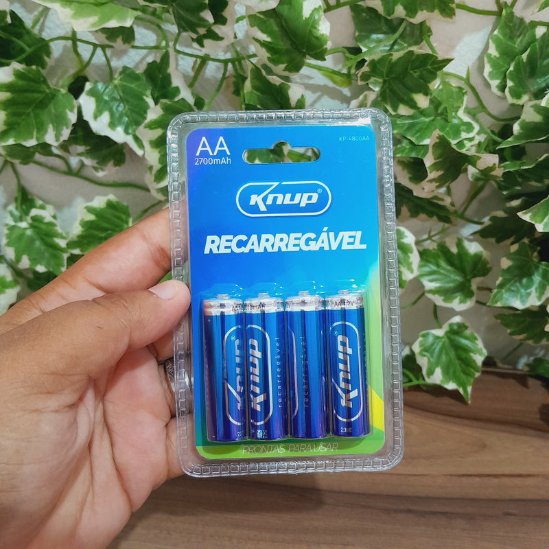 Knup KP-4800AA pilha recarregável 2700mah alta durabilidade 4 unidades