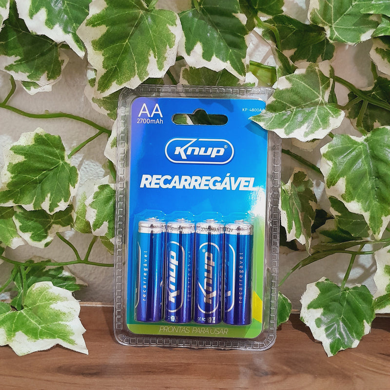 Knup KP-4800AA pilha recarregável 2700mah alta durabilidade 4 unidades