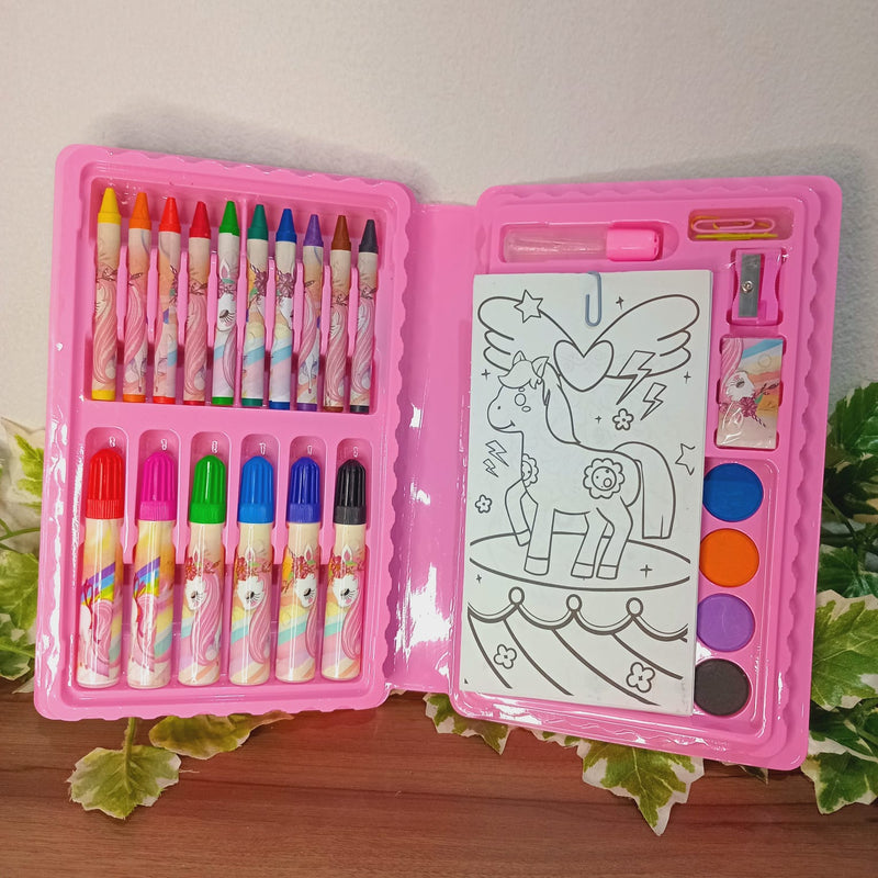 Maleta Colorir 42pç Estojo Infantil Escolar Pintura Desenho