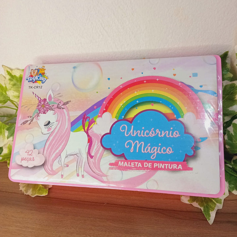 Maleta Colorir 42pç Estojo Infantil Escolar Pintura Desenho